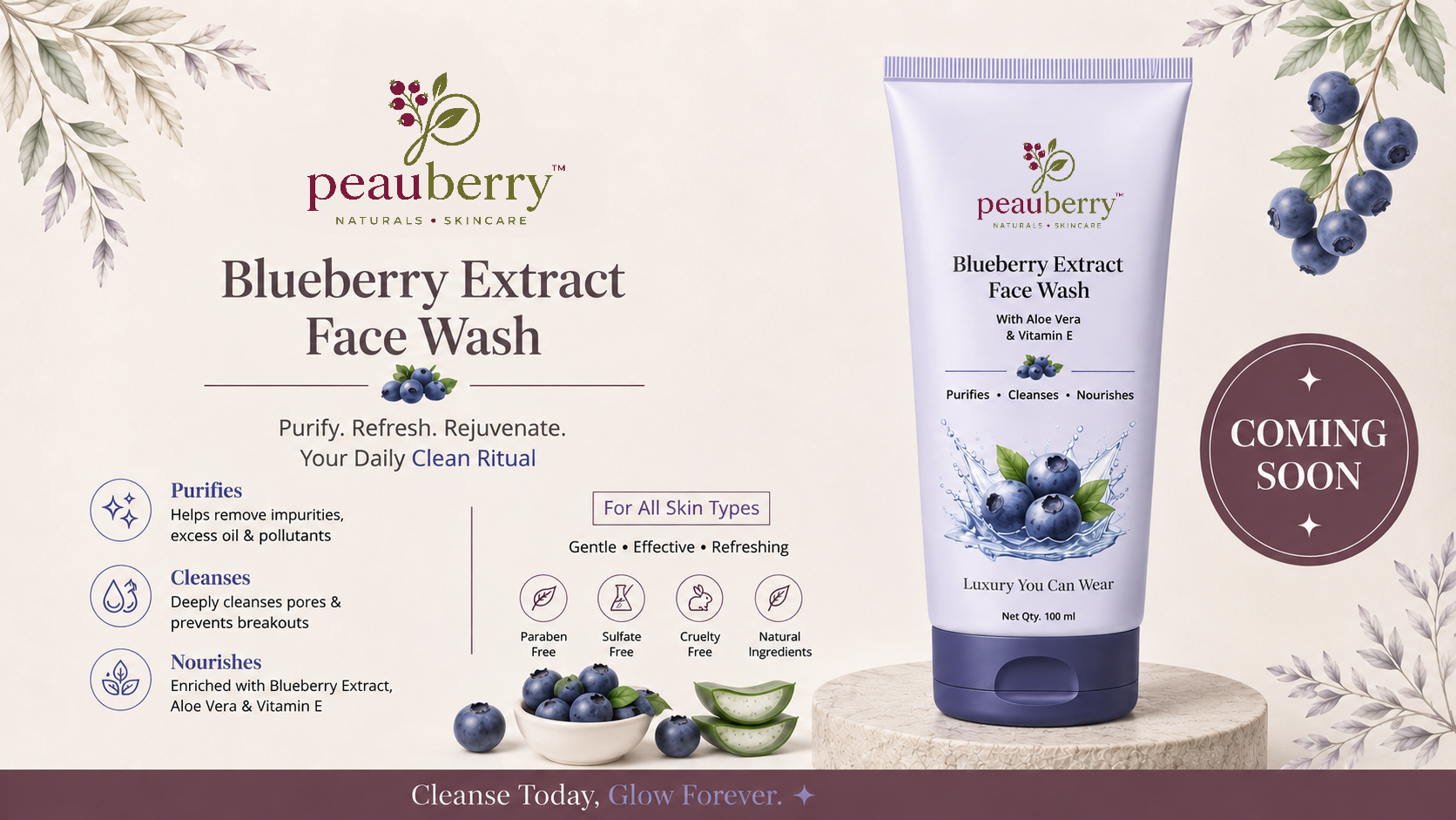 Hydra Glow Face Wash Blueberry Extract skincare banner